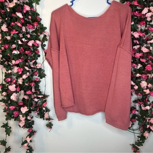🌹Urban Outfitters Pink Sweater Tie Detail Blouse Womens Small Mauve - Picture 6 of 8